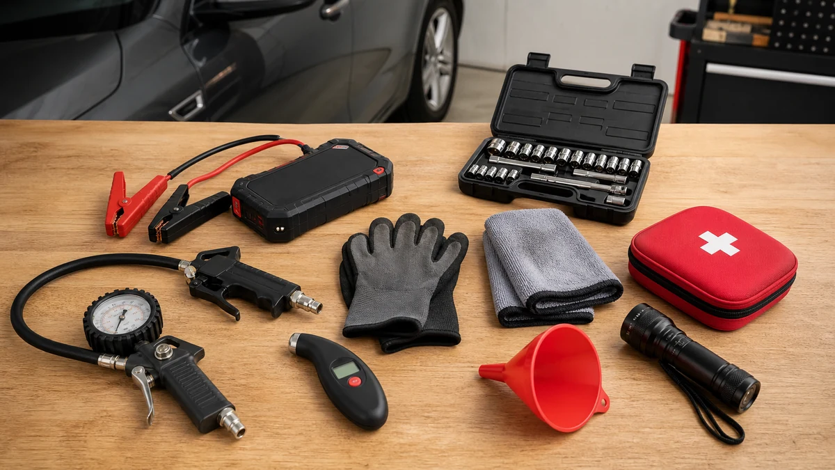 Essential Tools Every Car Owner Should Have realistic editorial image for GuideTo Auto Care