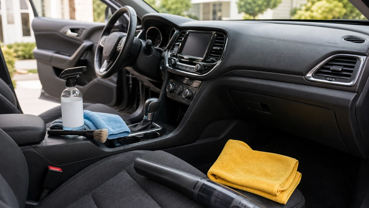 How to Clean Car Interior Surfaces realistic editorial image for GuideTo Auto Care