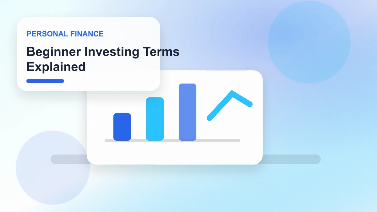 Beginner Investing Terms Explained realistic editorial image for GuideTo Personal Finance