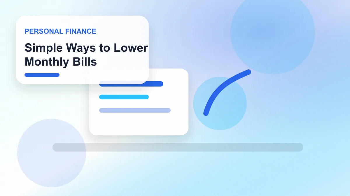 Simple Ways to Lower Monthly Bills realistic editorial image for GuideTo Personal Finance