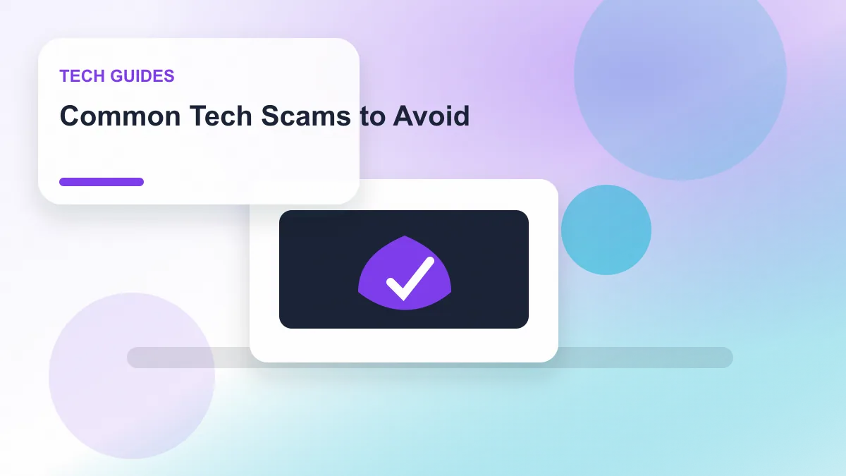 Common Tech Scams to Avoid realistic editorial image for GuideTo Tech Guides