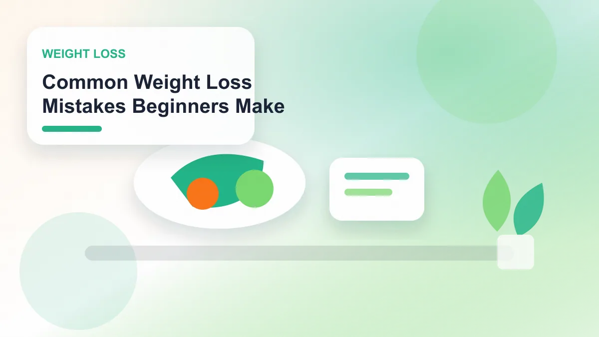 Common Weight Loss Mistakes Beginners Make realistic editorial image for GuideTo Weight Loss